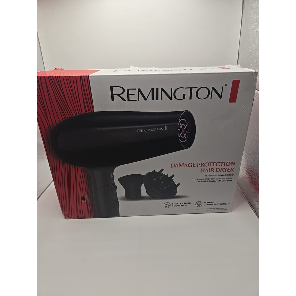 Remington D3190D 1875W Damage‎ Protection Hair Dryer - Black NIB